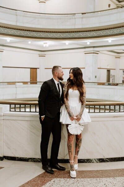 Newlyweds at Douglas County Courthouse after their wedding.