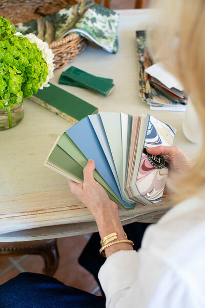 Fulton County Interior Designer Andi Morse of Morse Design picking color palettes