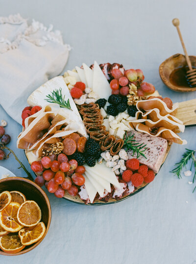 Charcuterie Board with dried oranges