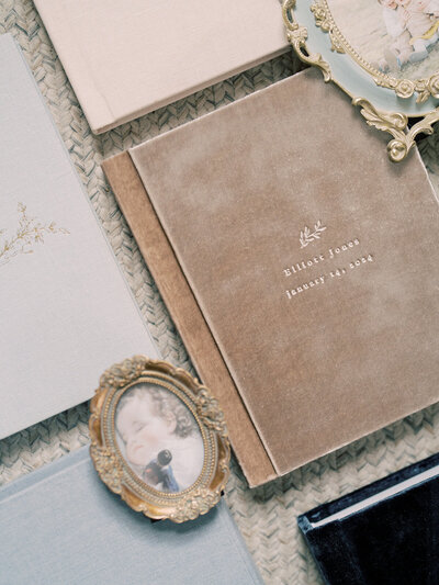 Fine art velvet album designed by DC Maternity Photographer Marie Elizabeth Photography