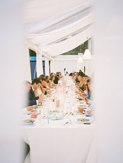 Elegant tented wedding reception in Mississippi.
