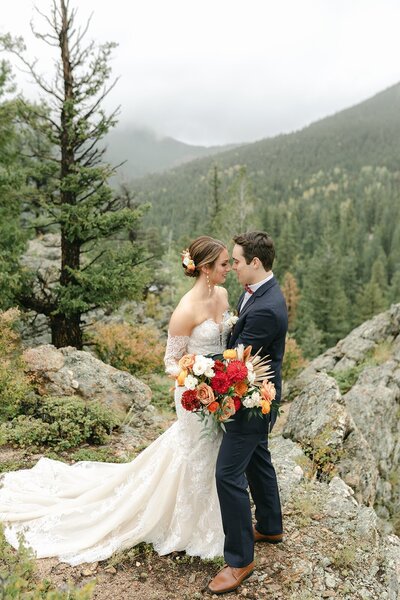 Bride and groom  at Colorado Mountain Wedding at North Star Gatherings.