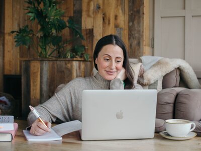 Mariella on a call virtual coaching