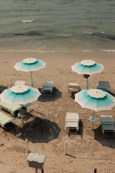 Beach chairs and umbrellas in Sardinia