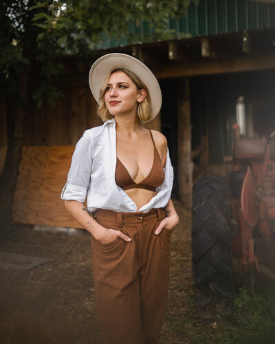 A lifestyle boudoir session on her farm in Western New York.