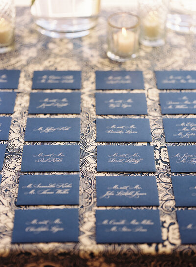 Close up picture of the place settings for the wedding reception. 