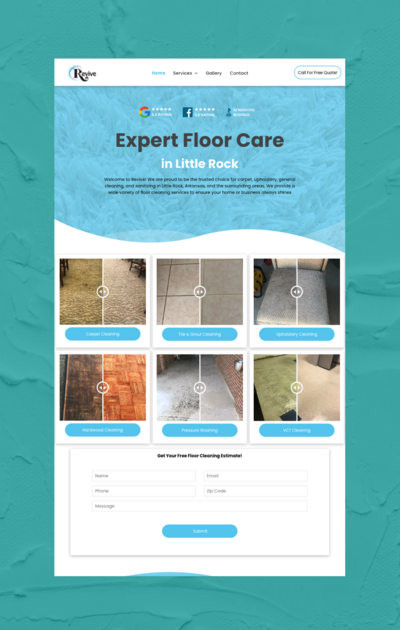 Photo of a website for a flooring cleaning company designed by Hummingbird Media.