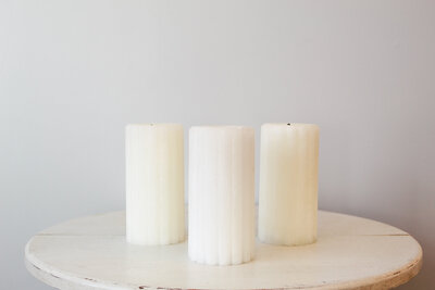 TE Inventory-Ivory Ribbed Textured Pillar Candles 049
