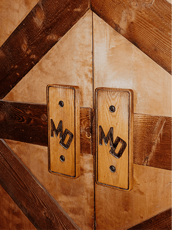 Iconic doors at Max Dale's Steak and Chop House