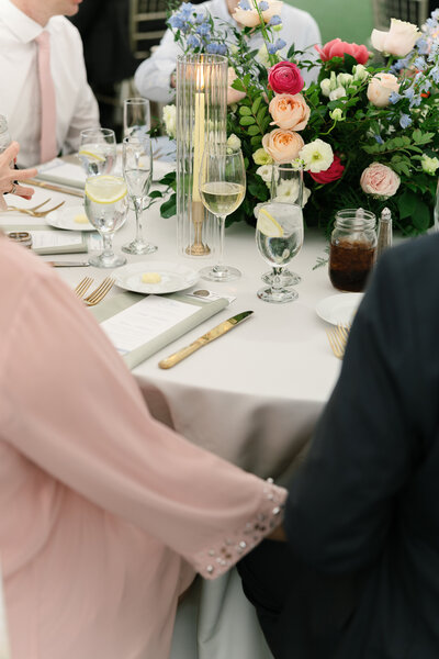 Tablescape florals by documentary Cincinnati Wedding Photographer at French Park 