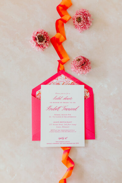 Light and airy wedding invitation suite with custom calligraphy