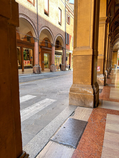 Covered arched walkways, also know as Porticoes or Portici in Italian