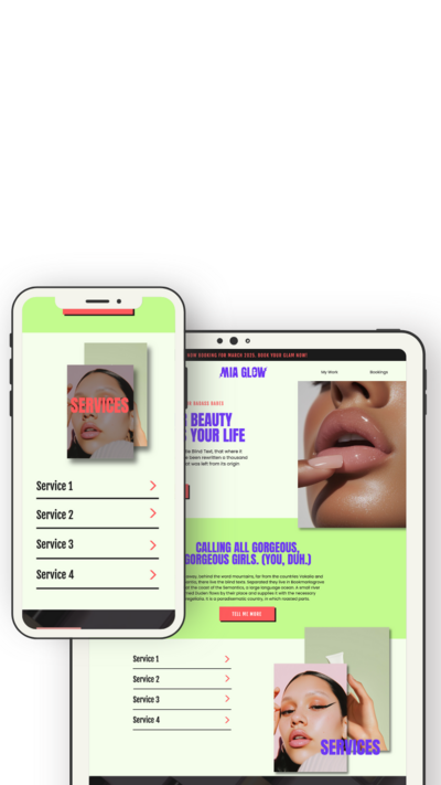 Mockup of a Showit website template designed by Mighty Bean Co.