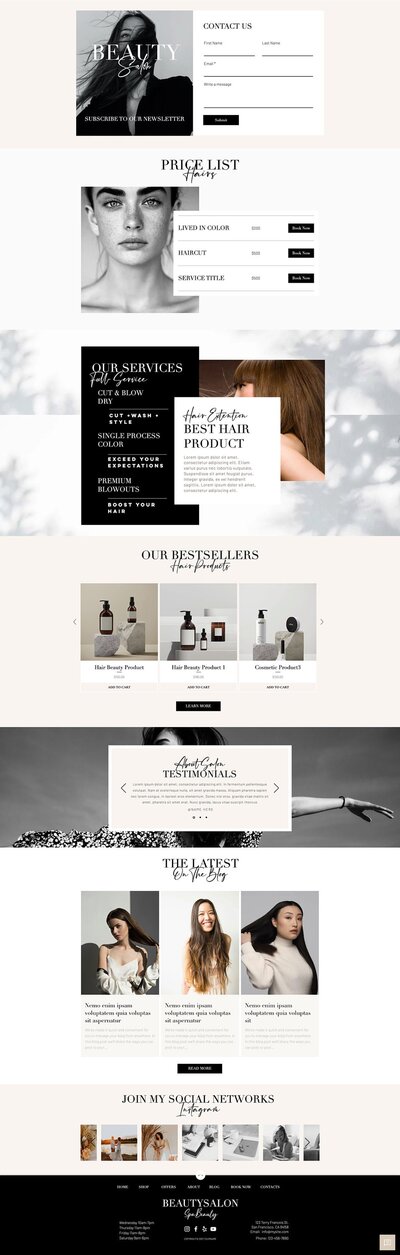 Beauty & Hair website template to start creating your stunning website