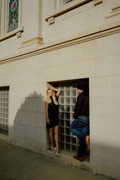 couple at their downtown okc engagement session