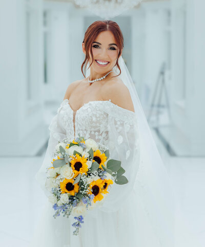 Bride portrait in the majestic glass conservatory | Eagle Oaks Golf Club | Farmingdale, New Jersey