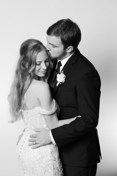 Bride and groom walk up memorial steps at their DC wedding