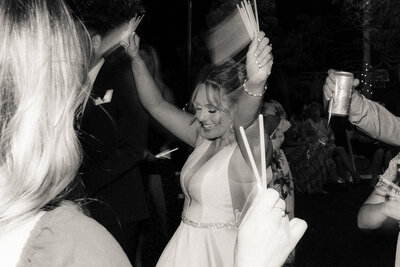 Bride dancing on dance floor at her Las Vegas wedding