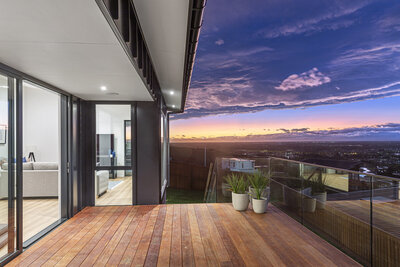 Wooden decking at architectural new build