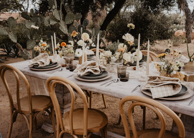 Boho Tablescape with sage green accents in AZ