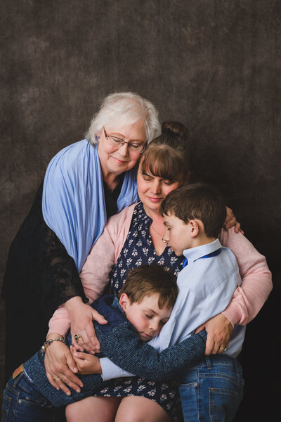 Three generations family portrait — elegant Bay Area fine art studio photography