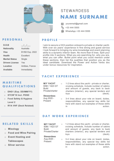 yachting cv picture