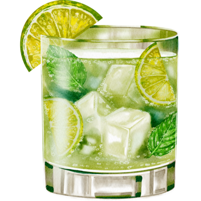 Refreshing cocktail with lime and mint served at Bee Tapped Dry Bar mobile bar for weddings and parties