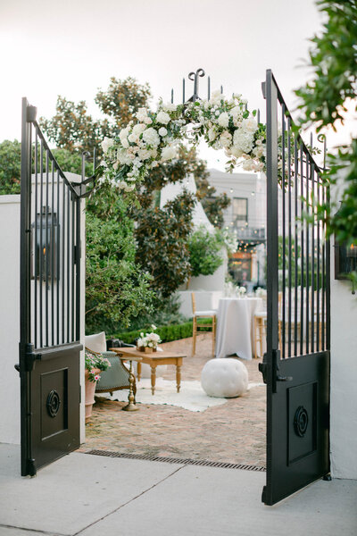 gate entrance to luxury wedding in New Orleans