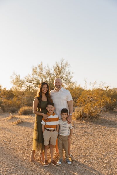 family portrait in the desert of mesa arizona