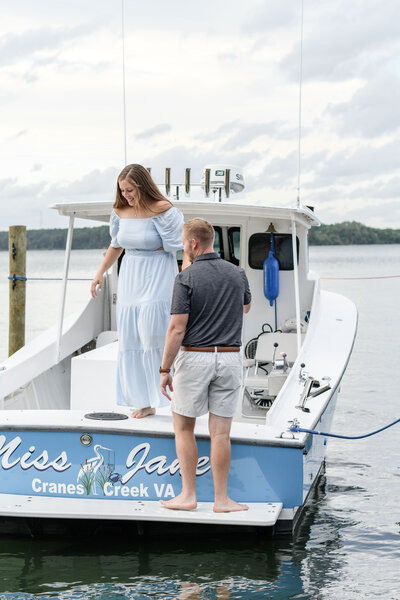 Summer engagement on the banks of the Great Wicomico River in Virginia's Northern Neck. 