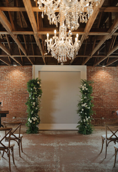 Classic white frame ceremony backdrop