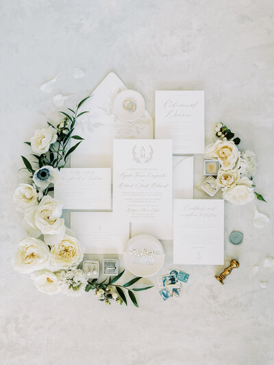 White and Neutral Wedding Invitation Suite