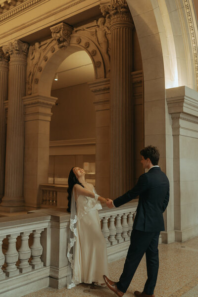 bride and groom at the Met before eloping shot by Elsie Goodman Photography | NYC Elopement Packages