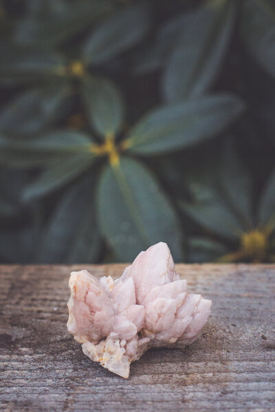 A pale pink Moroccan quartz crystal.
