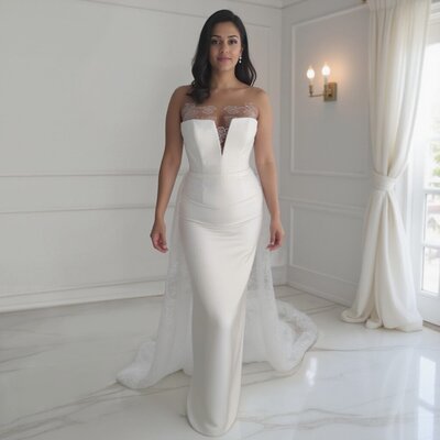 Butterfly Wedding Dress with off-the-shoulder sleeves