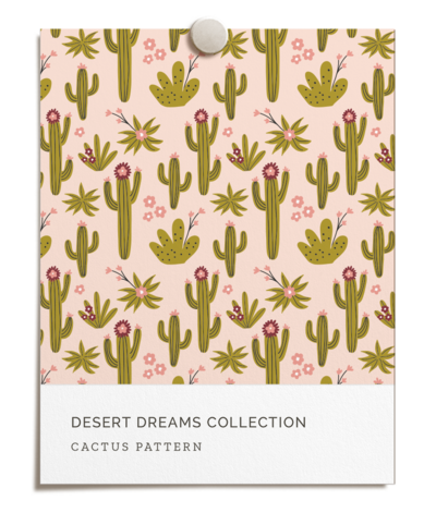 Cactus pattern design inspired by Palm Springs and the desert. Designed by Jen Pace Duran