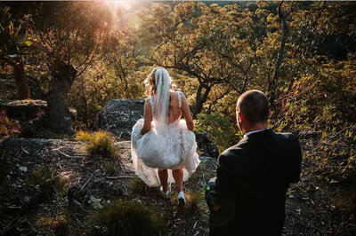 Bride & groom hiking trial at Bundanon NSW