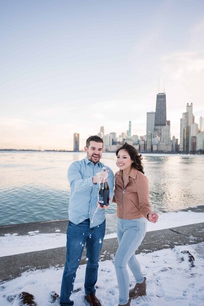 Winter North Ave Beach Engagement Session