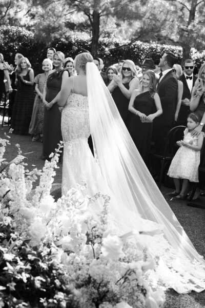 A couple standing together on their wedding day