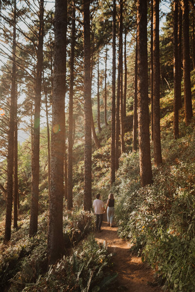 Photo of an adventurous couples session in Ecola State Park along the Oregon Coast