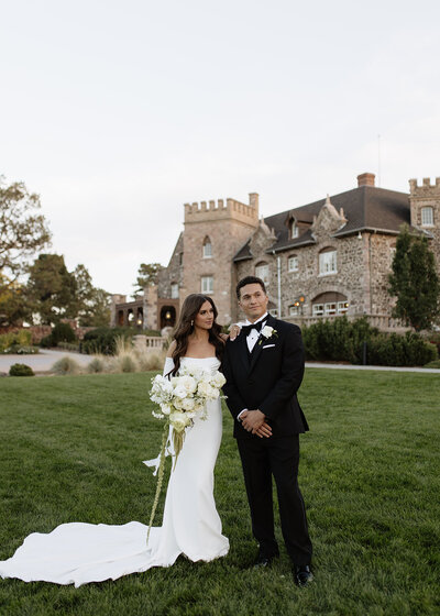 Bride and groom portrait at Villa Parker in CO