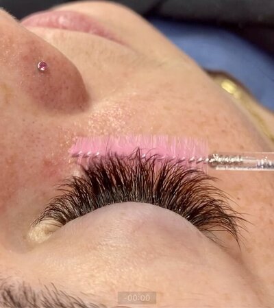 A newly done eyelash extension