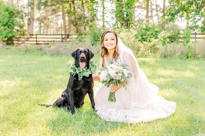 Bride with her black lab