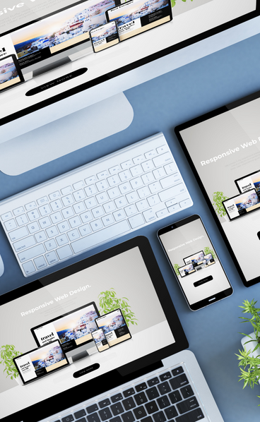 Shows multiple screens displaying more screens of a newly designed website