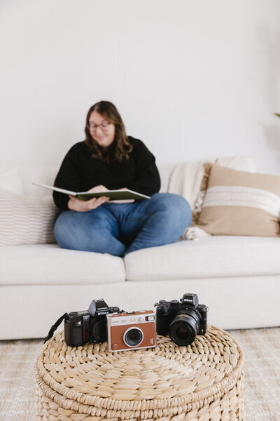 Southeast Michigan wedding photographer Catie Eovaldi with cameras