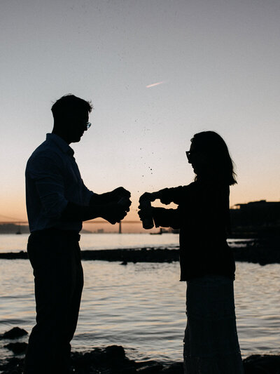 Couple photoshoot at sunset in Lisbon, Portugal