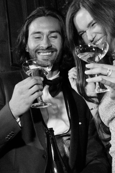 couple laughing during wedding reception - barcelona wedding photographer