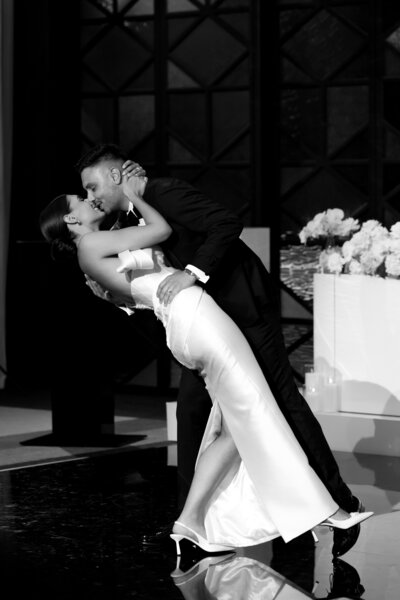 Intimate moment of a couple's first dance, showcasing LIMCO's focus on effortless and personalised wedding dance choreography.