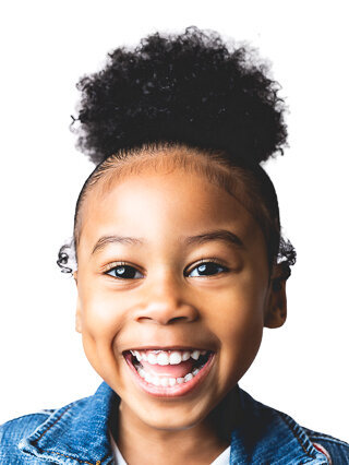 Black and white portrait of a cute little girl