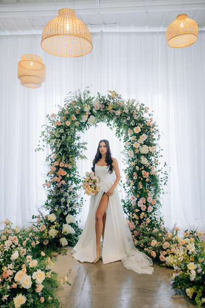 Bride and Groom with flowers